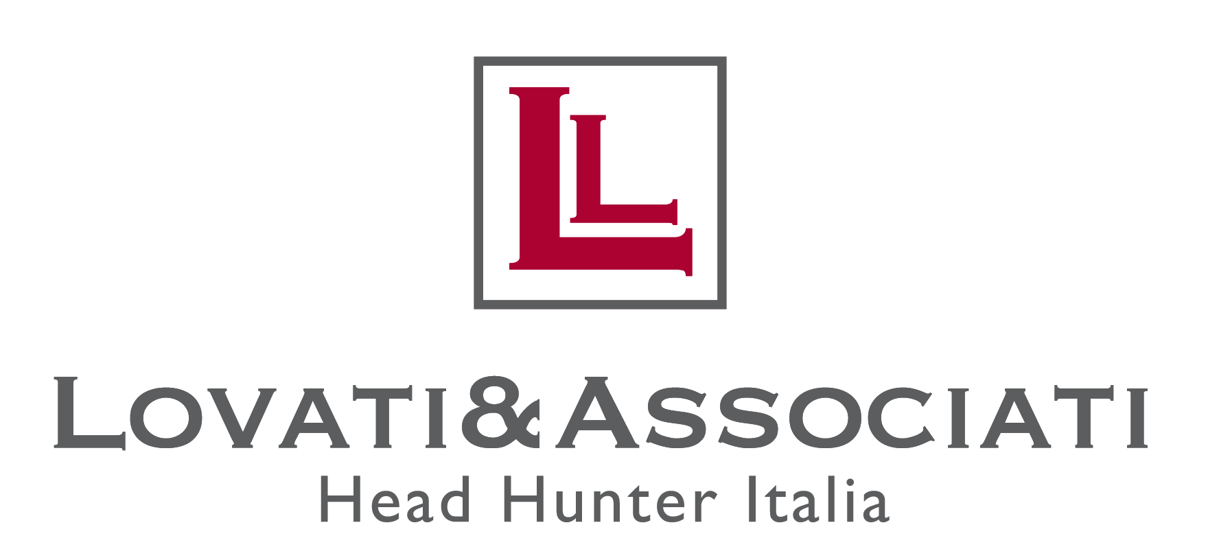 Logo Lovati&Associati con monogramma rosso e scritta Head Hunter Italia