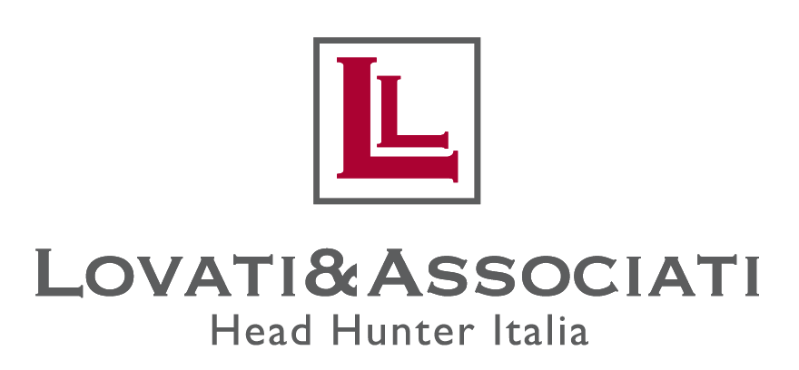 Logo Lovati&Associati con monogramma rosso e scritta Head Hunter Italia